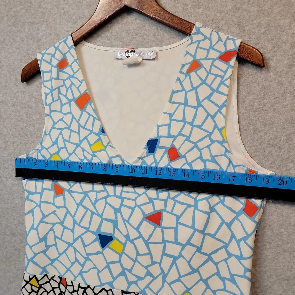 Desigual Women's Multicolored Mod Tank Dress Sleeveless Art V-Neck EU Sz 44 US M